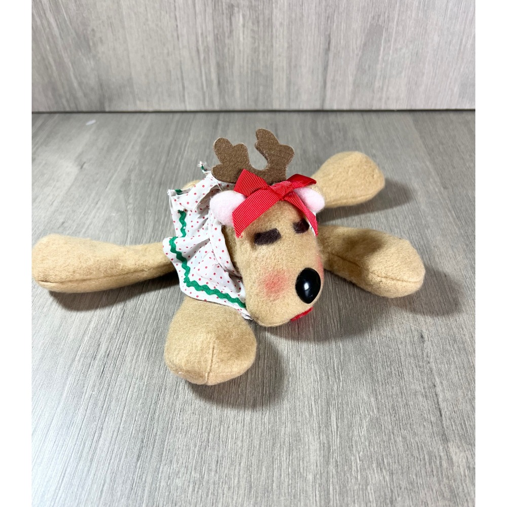 Vintage 1984 Hallmark Rhonda Reindeer Plush Floppy Christmas Toy DT405-1 Tan